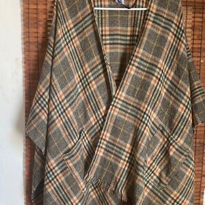 Apt. 9 Checkered Knit Wrap Green and Orange